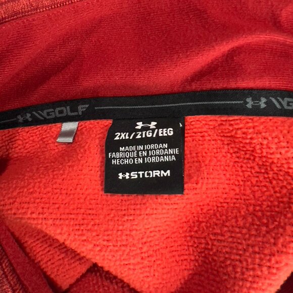 Under Armour Golf Storm Men's 2XL 1/4 zip Pullover Sweatshirt Orange Black Strip - Picture 6 of 6
